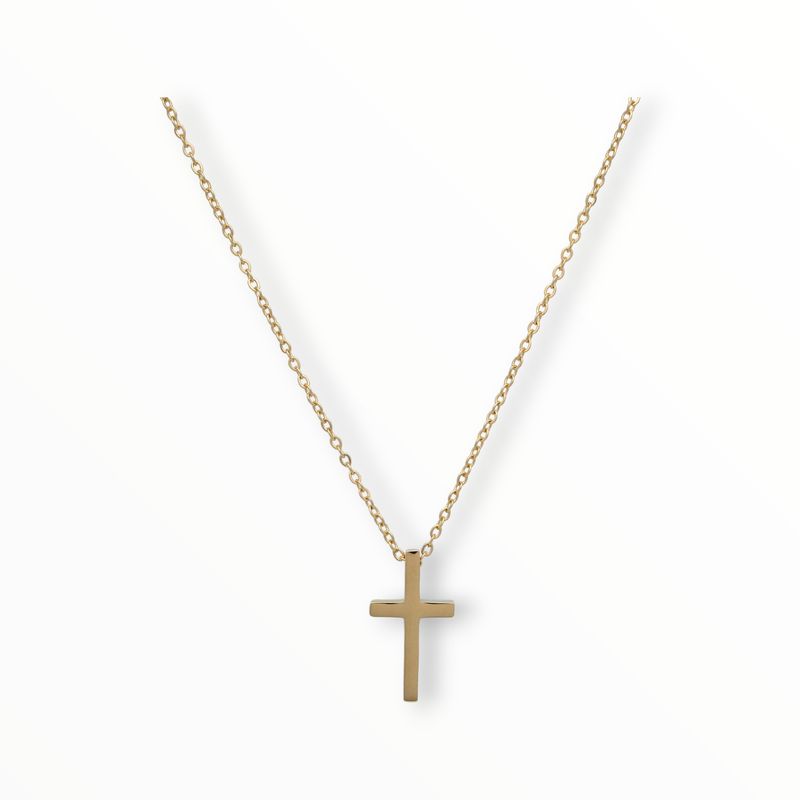 Collar Cruz Acero Dorado