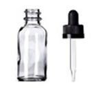 30 ML (1 OZ) Clear Glass Boston Round Bottles with Black Bulb Glass Droppers