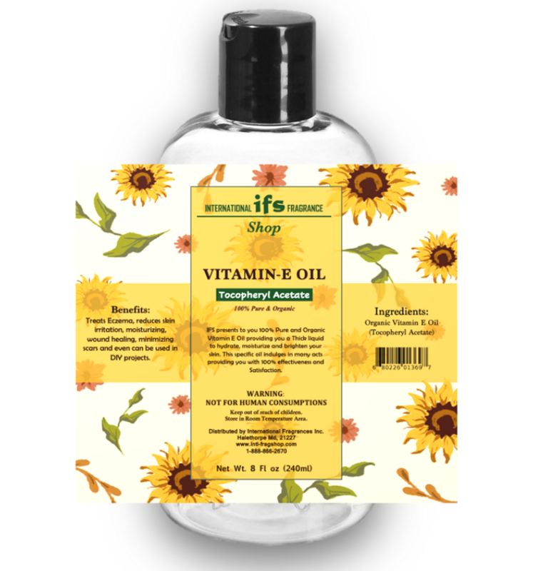 Organic Vitamin E Oil (Tocopheryl Acetate) 8oz