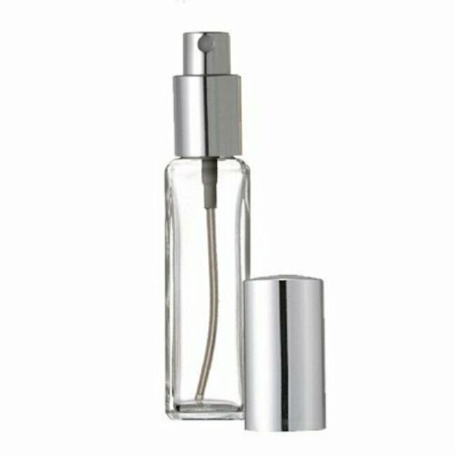 30ML TALL SQUARE BOTTLE WITH SILVER SPRAY CAP,