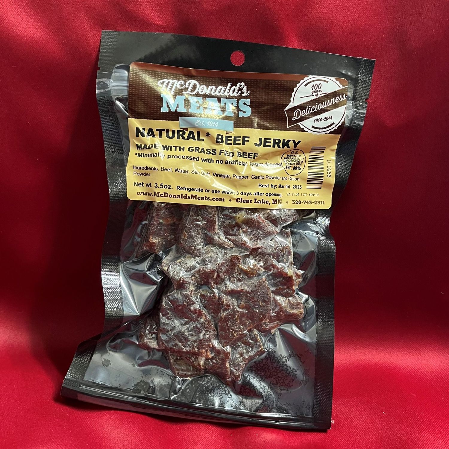 Natural Grass Fed Beef Jerky, 3.5oz