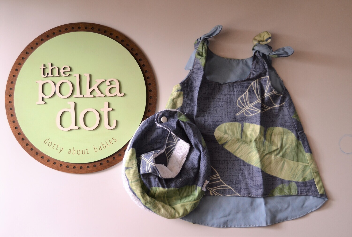 Tropical Reversible Cotton Dress with Bib