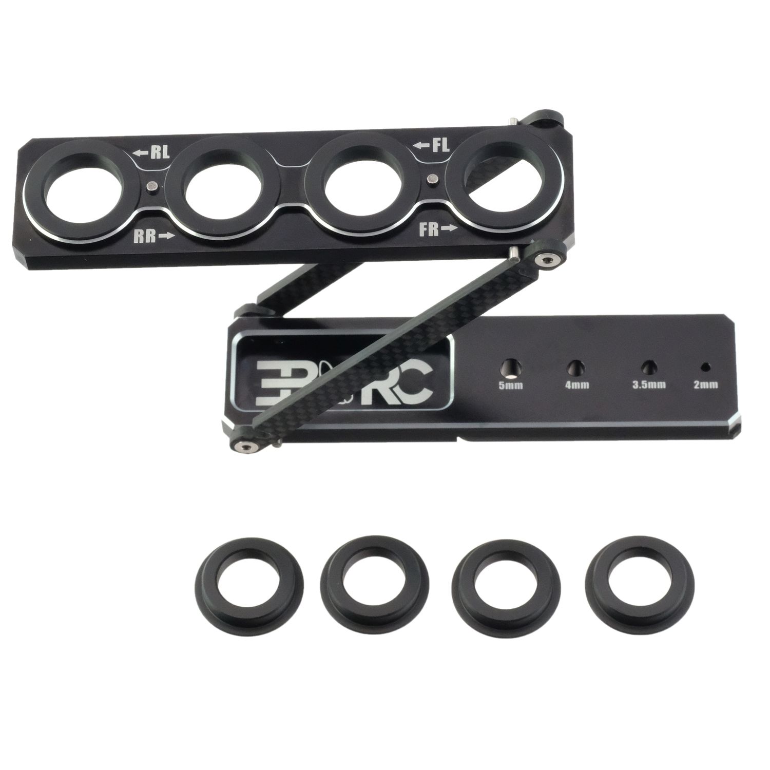 Aluminum stand designed for shock assembly and articulation setup, EBRC