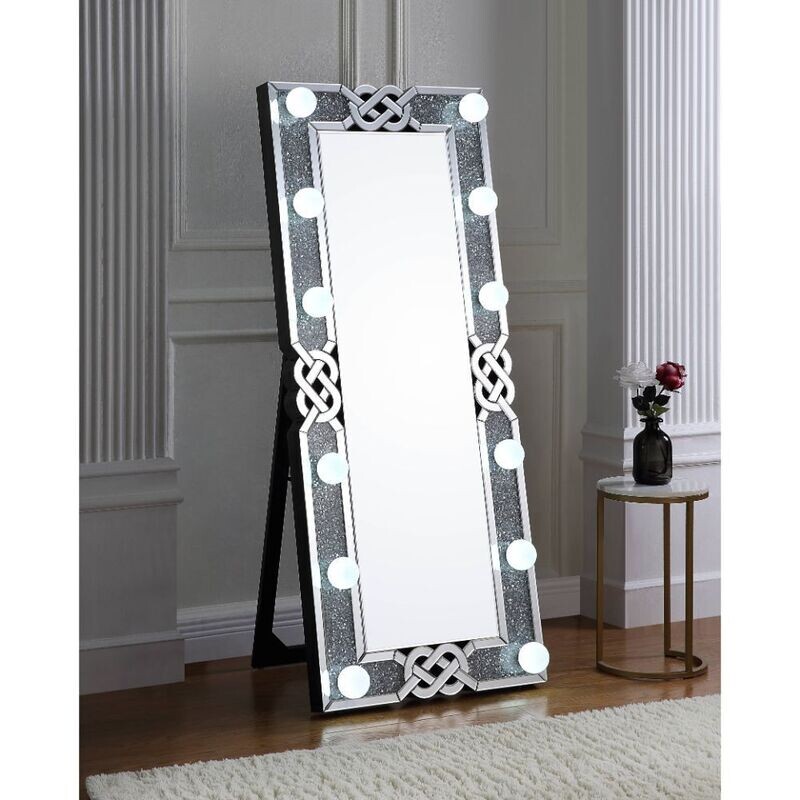 Silver Floor Mirror with Lights