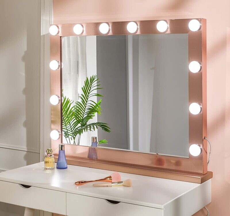 Hollywood Mirror with Lights and 12 Dimmable LED Bulbs