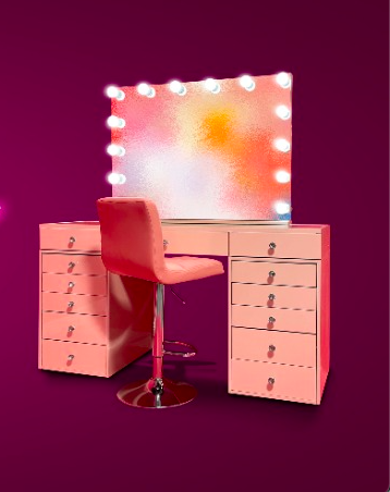 13 Drawer Vanity Desk with Bluetooth Mirror