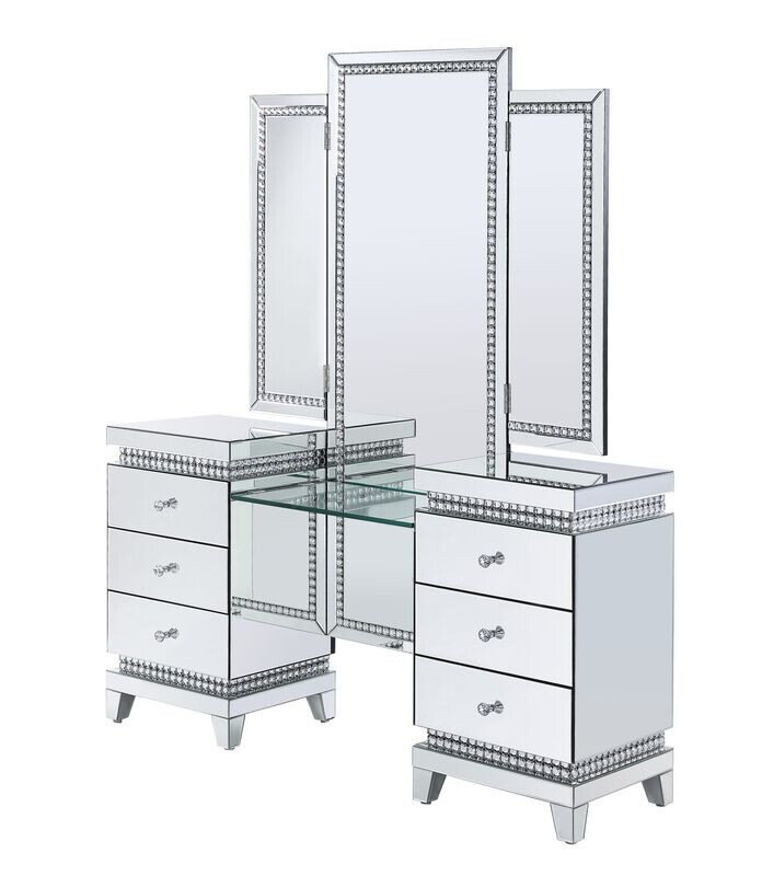 Fully Mirrored Vanity Desk