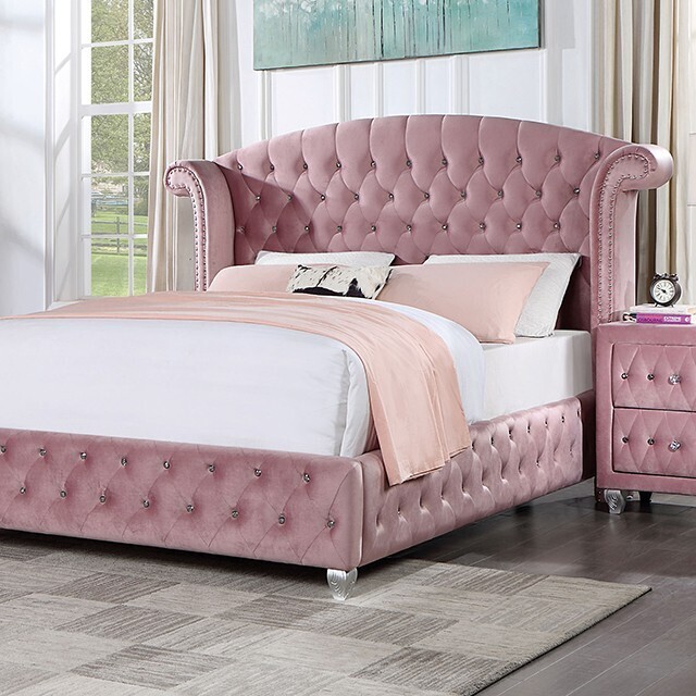 FULL Size Pink Fully Upholstered Bed