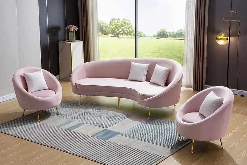 Pink Sofa with 2 Armchairs