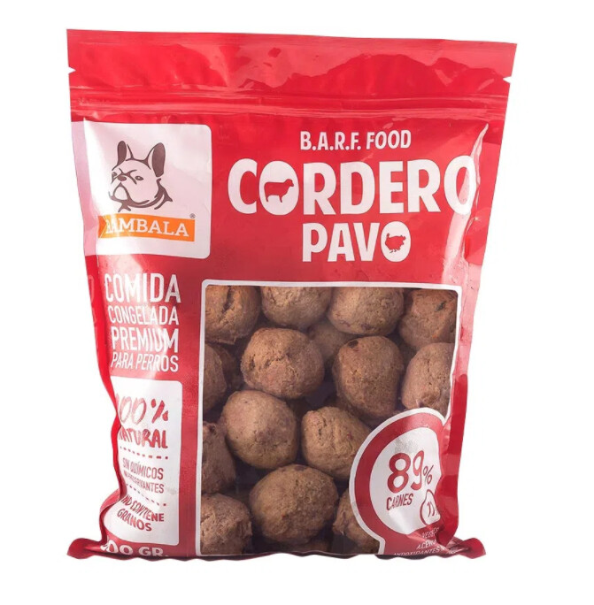 Alimento Congelado para Perros Rambala Cordero Pavo Bolsa 800 gr