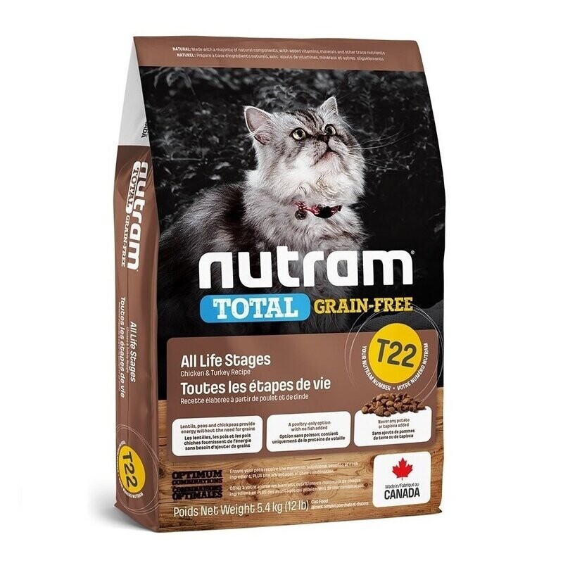 NUTRAM T22 NEW TOTAL GRAIN-FREE TURKEY CHICKEN & DUCK CAT