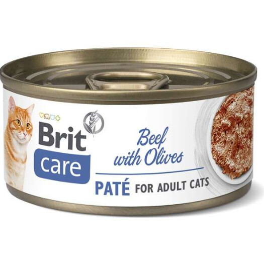 BRIT CARE CAT BEEF PATE WITH OLIVES CAN 80gr
