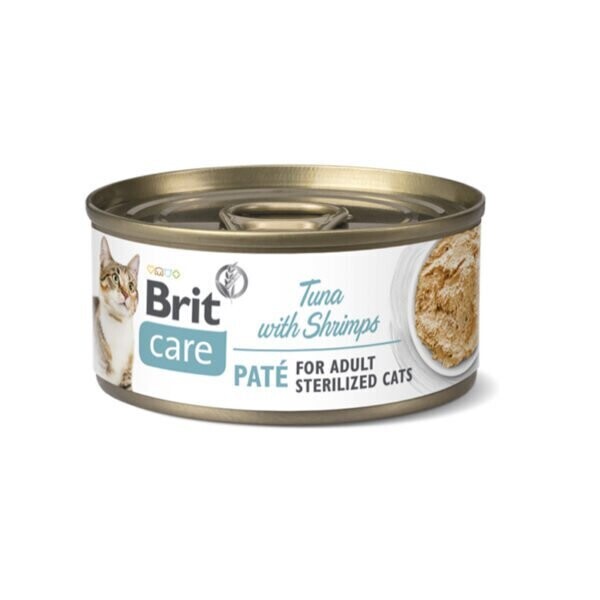 BRIT CARE CAT STERILIZED TUNA PATE WITH SHRIMPS CAN 80gr