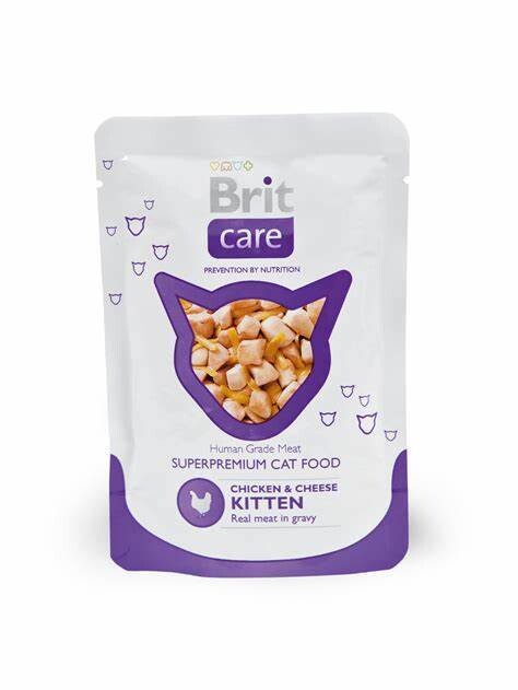 BRIT CARE CAT CHICKEN & CHEESE KITTEN POUCH 80gr