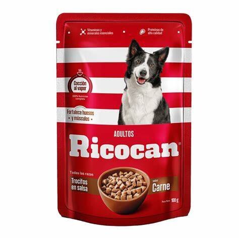 RICOCAN CARNE TROCITOS ADULTO POUCH 100Gr