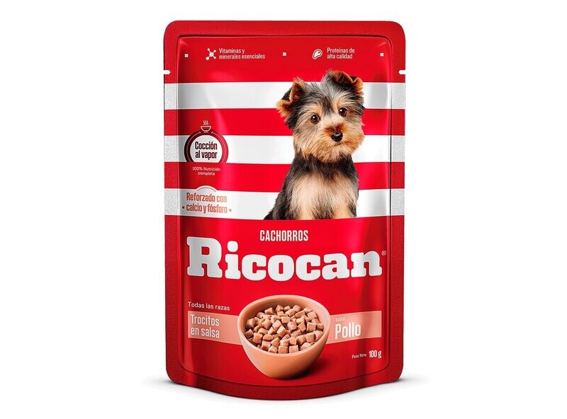 RICOCAN POLLO TROCITOS CACHORROS POUCH 100Gr