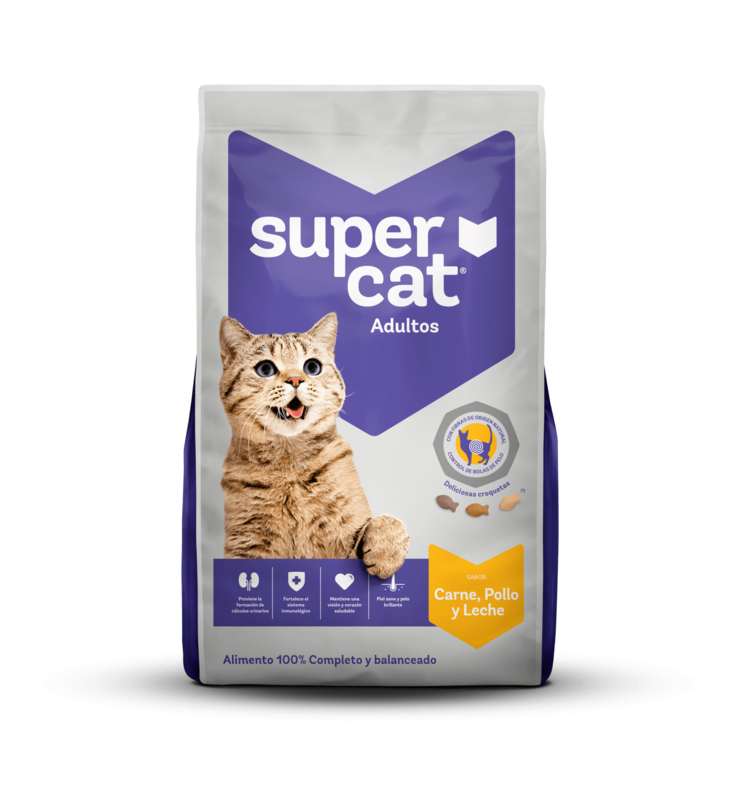 SUPERCAT ADULTOS CARNE, POLLO Y LECHE 09 Kg