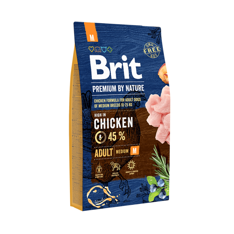 Brit premium de pollo raza mediana adulto 15kg