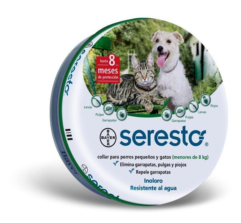 Collar Antipulgas Seresto para gatos y perros chicos  menos de 8kg