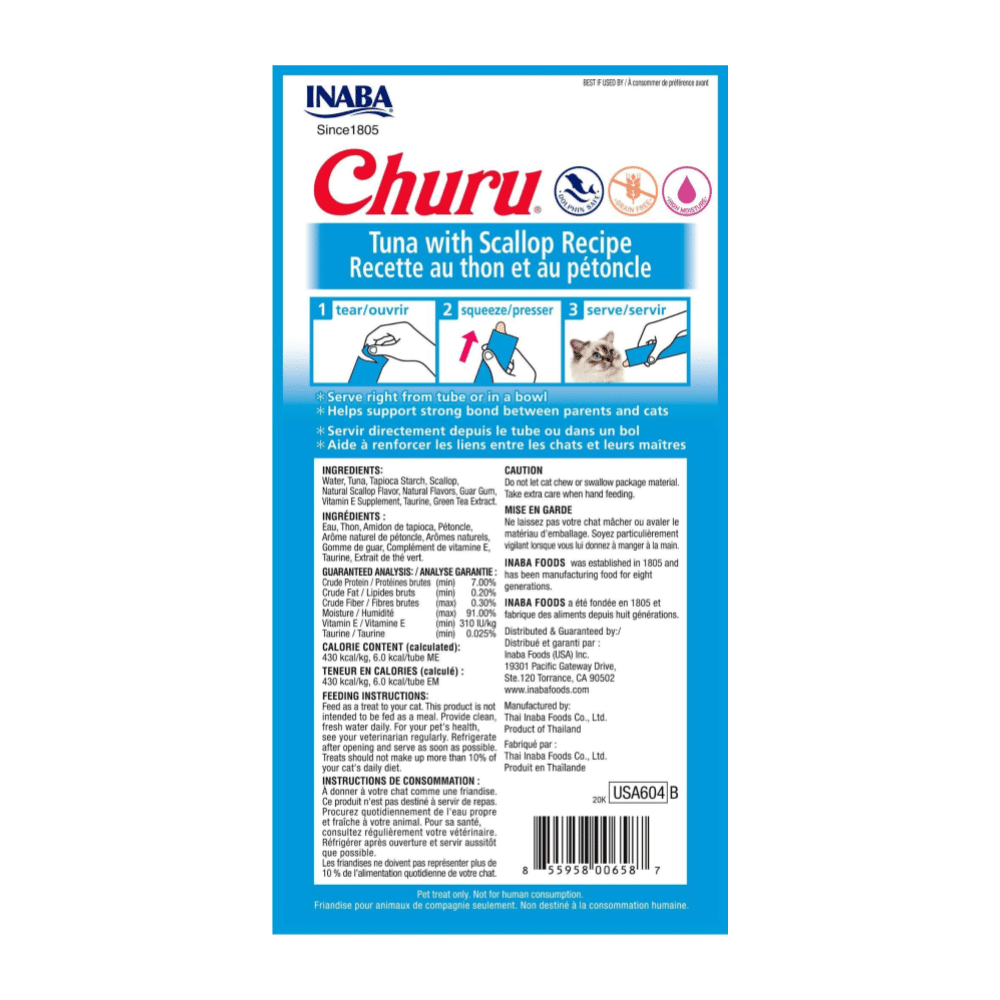 Churu Atún con Vieiras – Snack húmedo para gatos