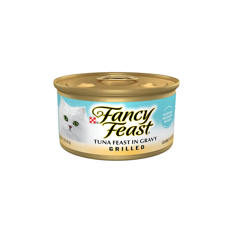 FANCY FEASTTUNA FEAST IN GRAVY GRILLED, son exquisitos trozos de atún cocinados delicadamente 85gr