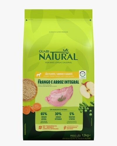 Guabi Natural – Perro Cachorro – Raza Grande y Gigante – Pollo y Arroz Integral – 12Kg