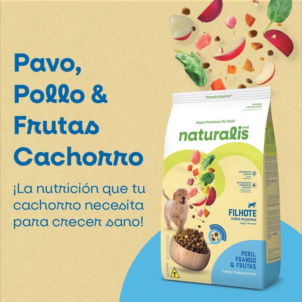 NATURALIS FILHOTE FRANGO, PERU y FRUTAS 15KG ( nuevo empaque)