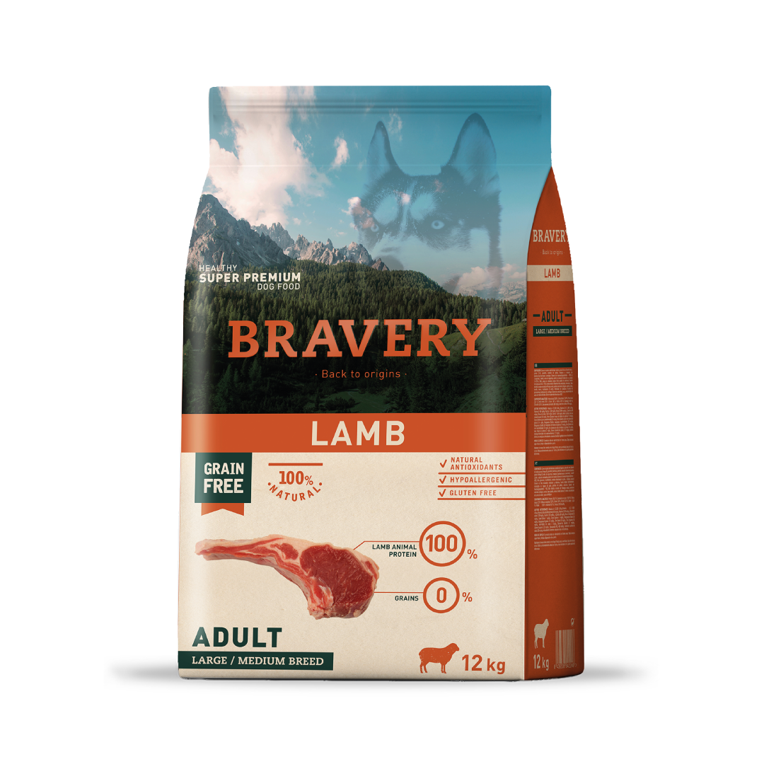 BRAVERY LAMB ADULT LARGE/MEDIUM BREED 12 KG