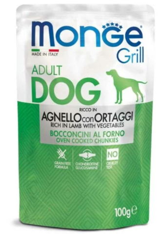 Monge Dog Grill Cordero y Vegetales de 100g