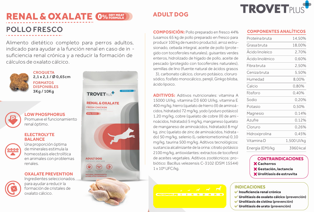 trovet plus  RENAL & OXALATE FRESH CHICKEN  VETERINARY DIET - ADULT DOG