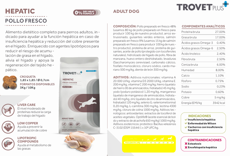 trovet plus  HEPATIC FRESH CHICKEN  VETERINARY DIET - ADULT DOG