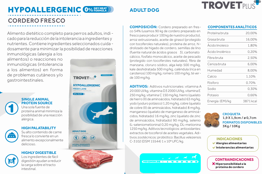trovet plus HYPOALLEGENIC FRESH LAMB  VETERINARY DIET - ADULT DOG