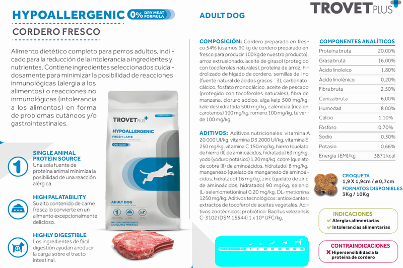 trovet plus HYPOALLEGENIC FRESH LAMB  VETERINARY DIET - ADULT DOG