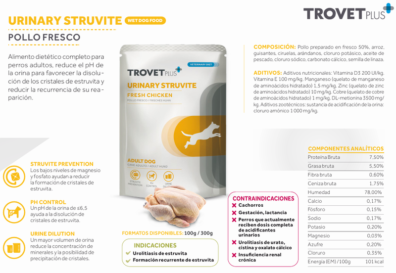 trovet plus sachet URINARY STRUVITE FRESH CHICKEN ADULT DOG 300gr
