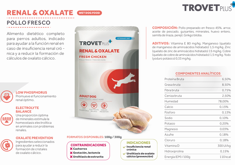 trovet plus RENAL & OXALATE FRESH CHICKEN  ADULT DOG 300gr