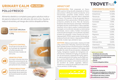 URINARY CALM FRESH CHICKEN VETERINARY DIET - ADULT CAT 2.5kg URINARY CALM FRESH CHICKEN VETERINARY DIET - ADULT CAT 2.5kg