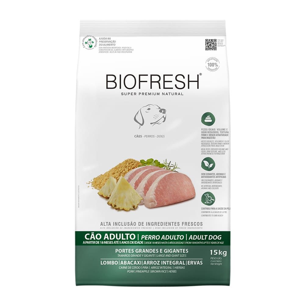 BIOFRESH PERRO ADULTO GRANDE Y GIGANTE  CERDO & PIÑA  15kg