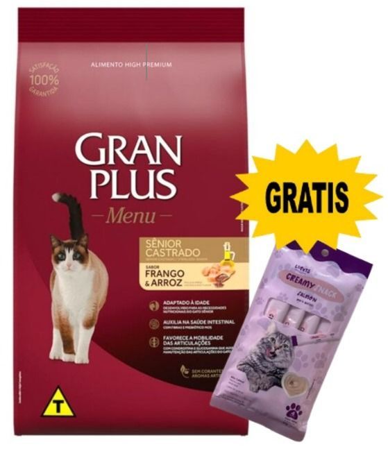Gran plus Menú Gato Senior Castrado Pollo y Arroz 10.1kg Gran plus Menú Gato Senior Castrado Pollo y Arroz 10.1kg
