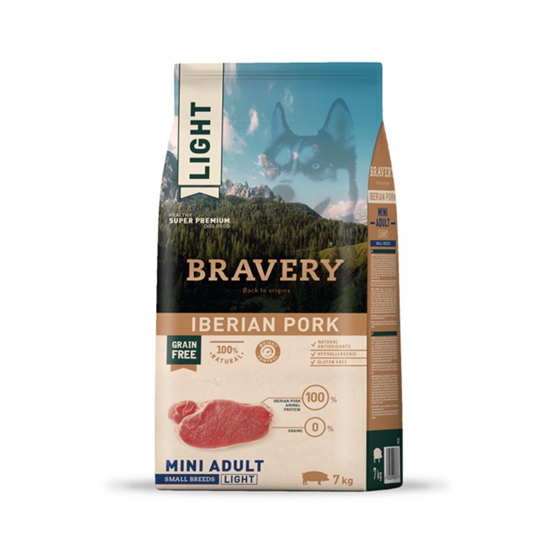 BRAVERY LIGHT IBERIAN PORK MINI ADULT SMALL BREEDS 7 KG BRAVERY LIGHT IBERIAN PORK MINI ADULT SMALL BREEDS 7 KG