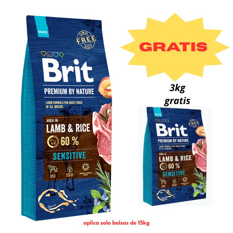 Brit premium de cordero 15kg + 3kg gratis