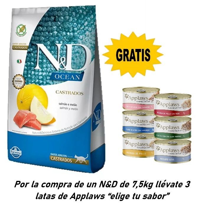 NyD Ocean Gatos Castrados Salmon y Melón 7.5 KG ND