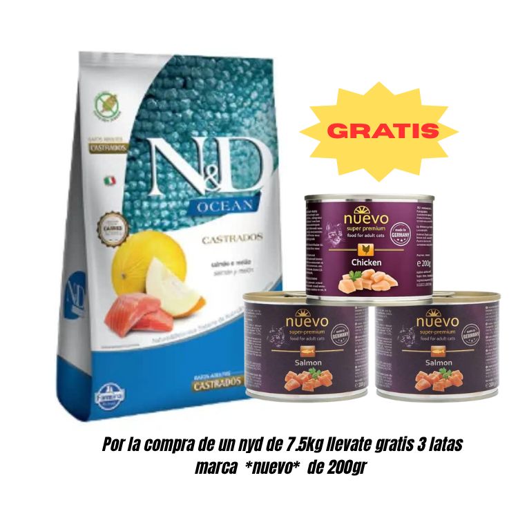 NyD Ocean Gatos Castrados Salmon y Melón 7.5 KG ND