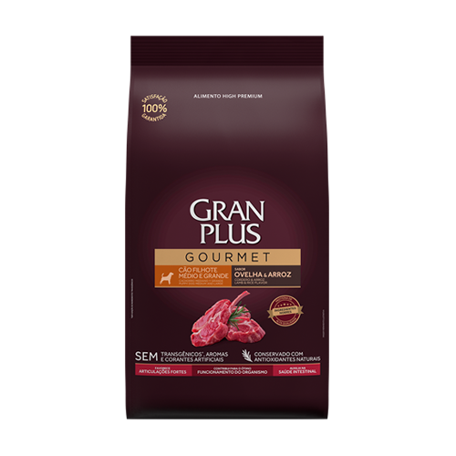 Gran plus Gourmet Cachorro Mediano y Grande Sabor Oveja y Arroz 15kg