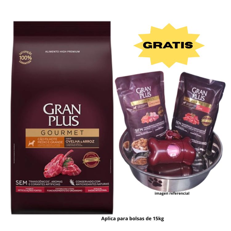 Gran plus Gourmet Cachorro Mediano y Grande Sabor Oveja y Arroz 15kg