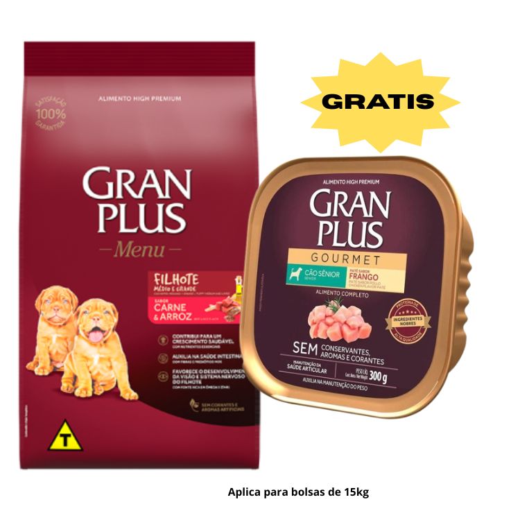 Gran plus Menú cachorro Carne y Arroz 15kg