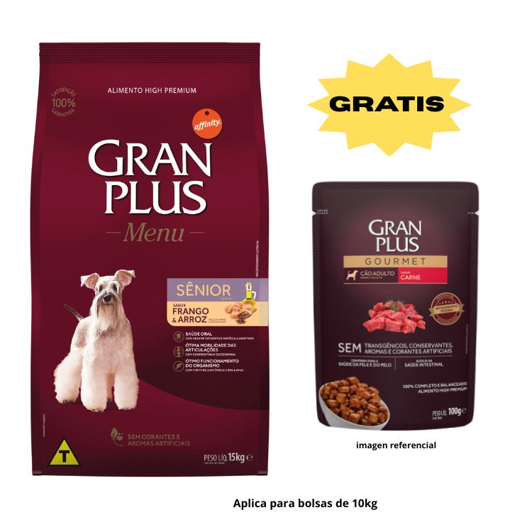 Gran plus Menú Perro Senior Mini Pollo y Arroz 10kg