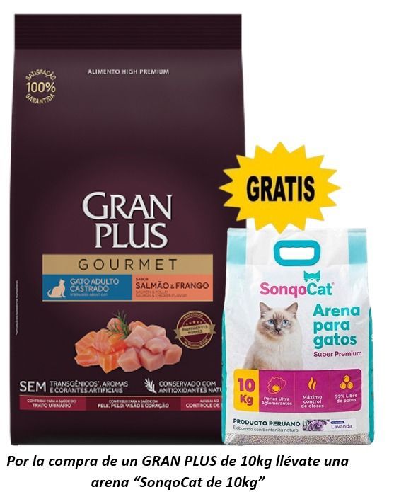 Gran plus Gourmet Gato Castrado Salmón y Pollo 10kg
