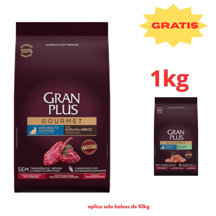 Gran plus Gourmet Gato Castrado cordero y arroz 10kg Gran plus Gourmet Gato Castrado cordero y arroz 10kg