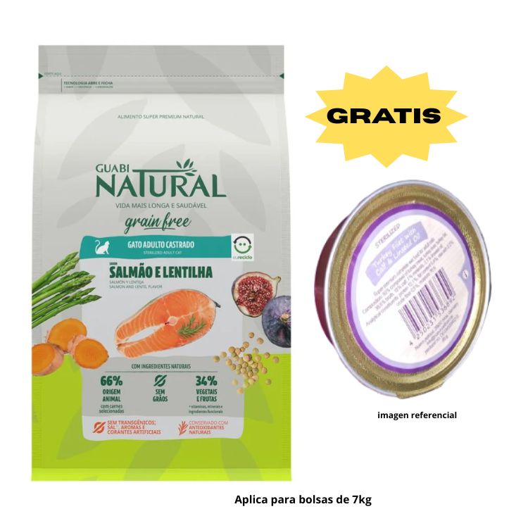 GUABI NATURAL GATO ADULTO CASTRADO SALMÓN Y LENTEJA 7.5KG