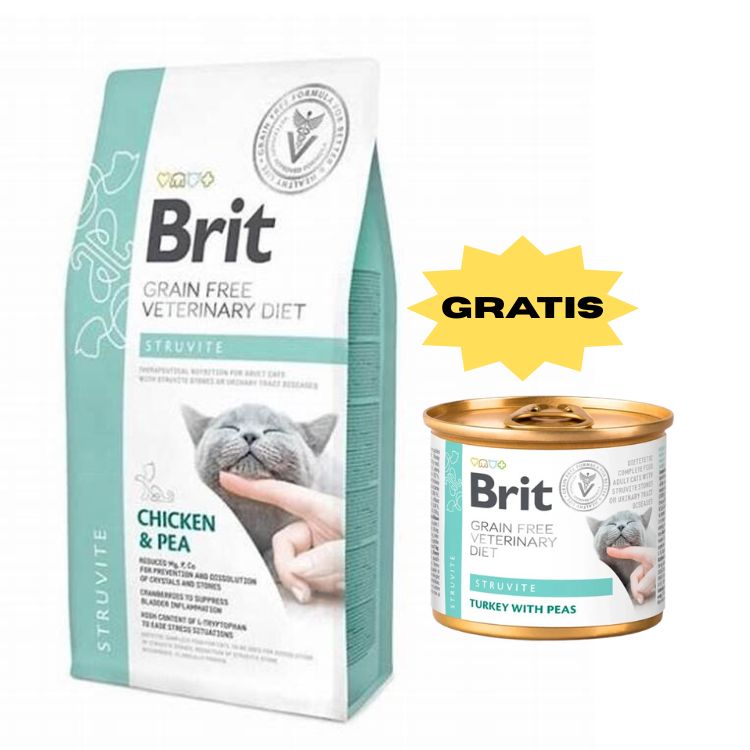 BRIT GF VET DIETS CAT STRUVITE 5kg + 1 lata de alimento húmedo misma presentación